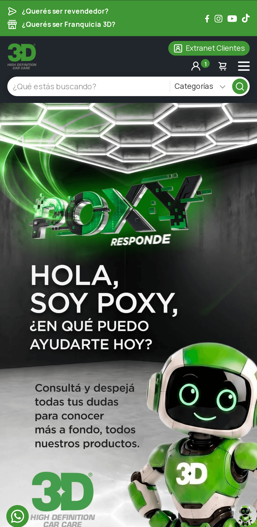 Sitio de 3D Productos en el celular
