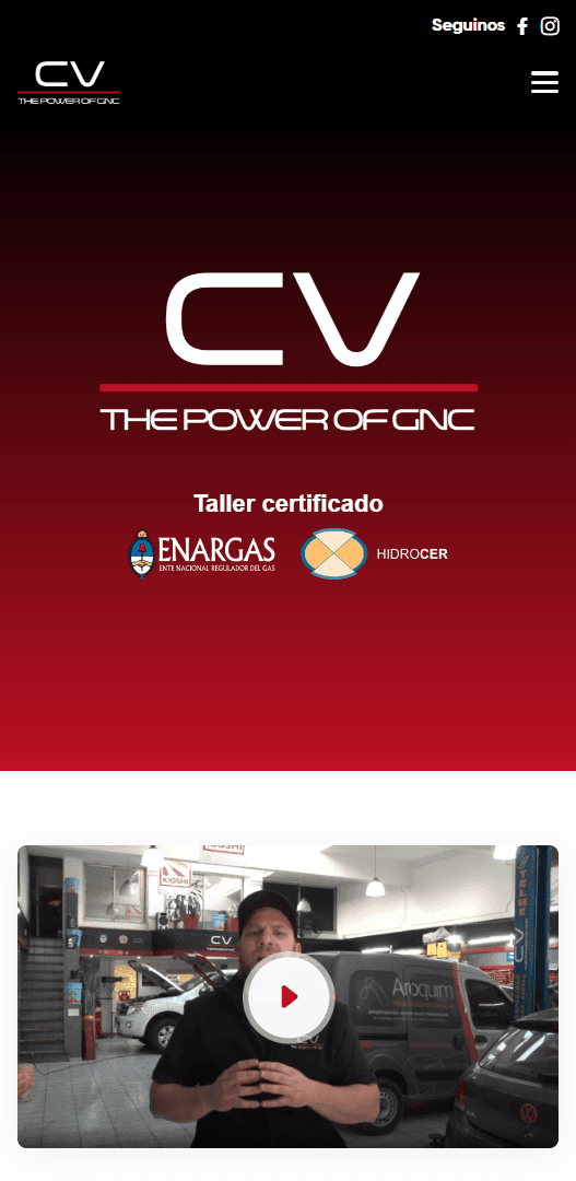 Sitio de CV GNC en el celular